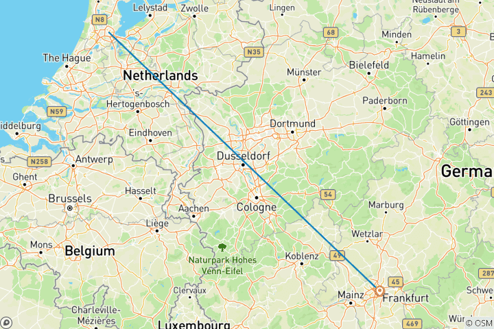 Map of Amsterdam and Frankfurt in 7 days