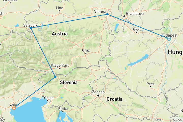 Carte du circuit Découvrez l'Europe centrale (5 destinations)