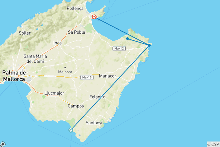 Map of Mallorca Discovery Tour East Coast 7 Days