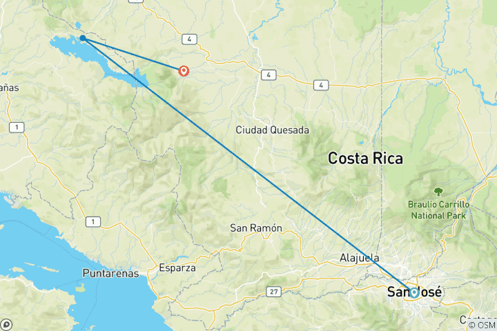 Map of Costa Rica Short Break: La Fortuna