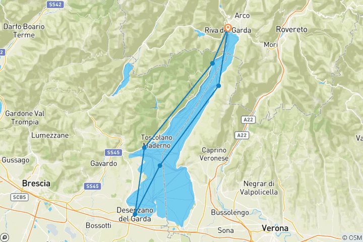 Carte du circuit Tour du lac de Garde de Charme (8 jours)