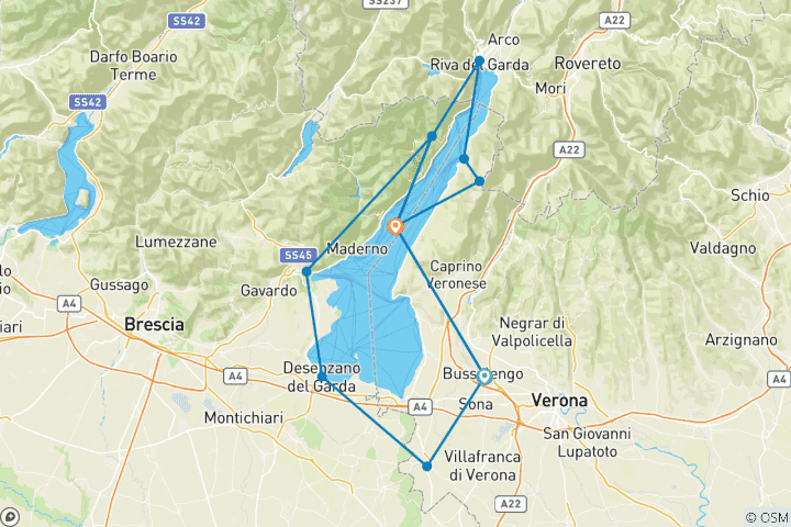 Mapa de Vuelta al Lago de Garda en bicicleta de montaña (6 días)