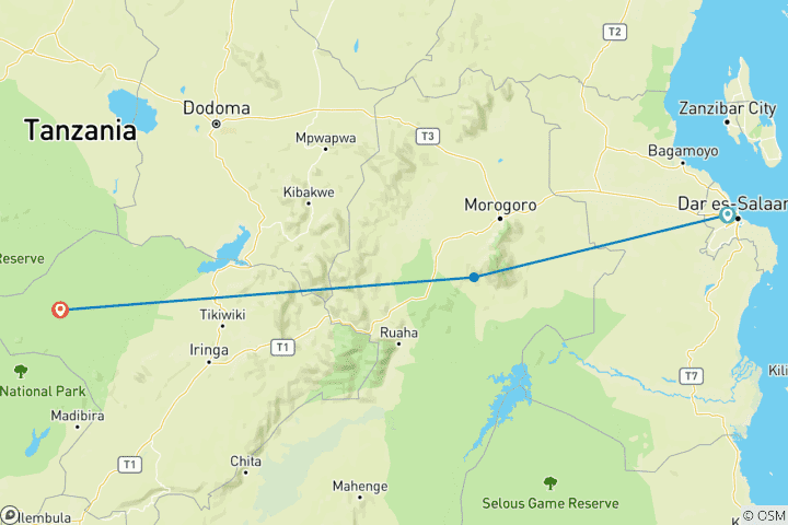 Karte von 5-Tage 4 Nächte Mikumi NP & Ruaha NP Mid - Range Tour