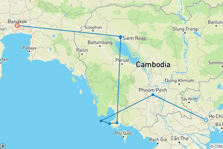 Carte du circuit Le vrai Cambodge (from Hô Chi Minh-Ville<br />
 to Bangkok)