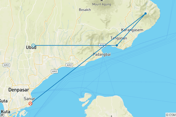 Carte du circuit Vacances en famille à Bali avec des adolescents (from Ubud to Sanur)