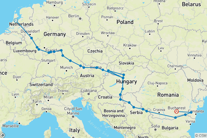 Map of Jewels of Europe & Lower Danube Discovery