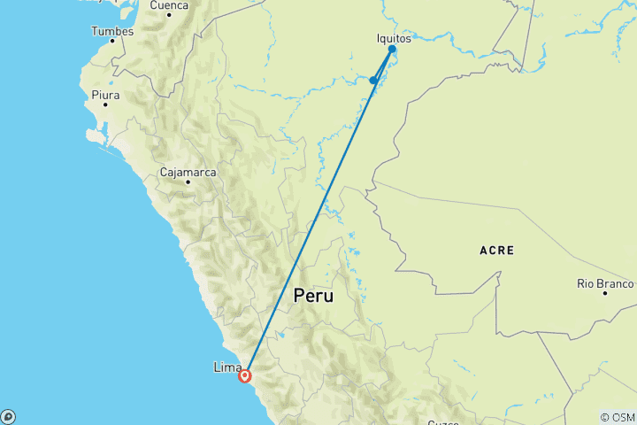 Carte du circuit Découverte des rivières et de la forêt tropicale péruvienne (2027) (Lima à Lima, 2027)