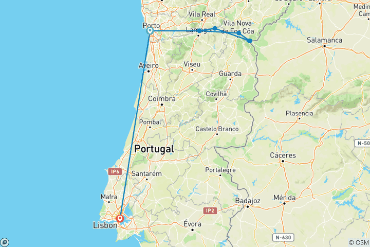 Karte von Portugal, Spanien & das Douro-Tal (2027) (Porto bis Lissabon, 2027)