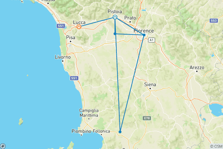 Mapa de Caminar por la Toscana