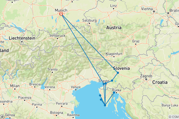 Karte von Slowenien, Istrien und Triest