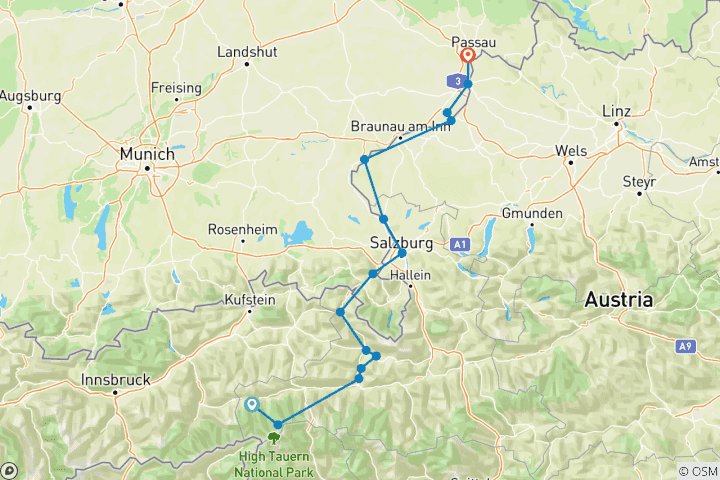 Carte du circuit Piste cyclable de charme du Tauern (8 jours)