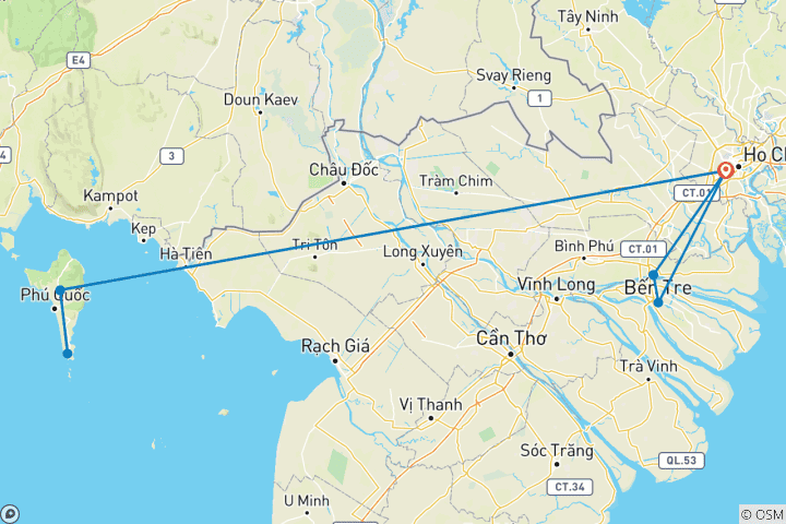 Mapa de Saigón, Mekong y Phu Quoc (Superior) - 8 días