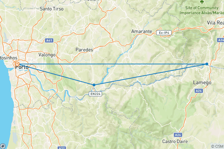 Map of DUERO EXPRESS, MS DOURO CRUISER: PORTO - PORTO (6 days)