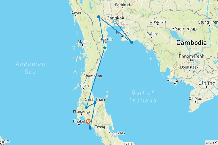 Carte du circuit Simply Thailand (Ouest)
