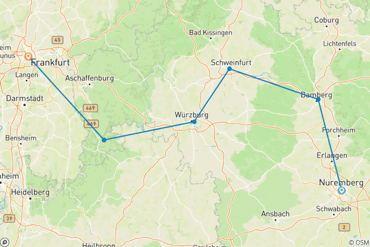 Map of Main River Discovery Nuremberg - Frankfurt 2025