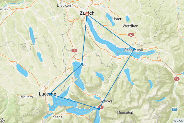 Carte du circuit Vacances à vélo Tour du chocolat suisse