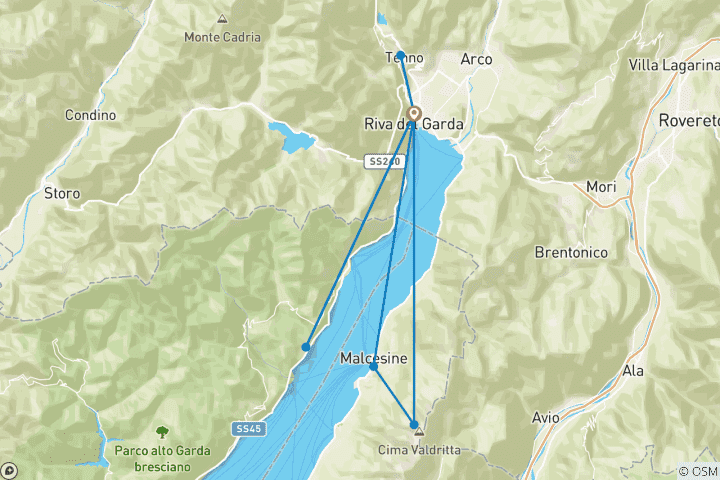 Carte du circuit Randonnée sur les rives du lac de Garde (8 jours)