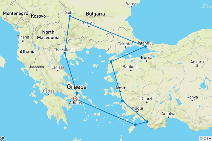 Carte du circuit Grèce et Turquie : Temples et marées