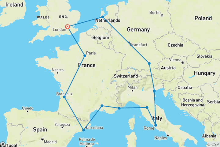 Mapa de Europa Central y Occidental: Ciudad y costa