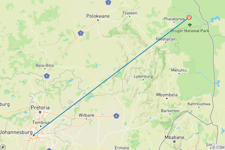 Map of Kruger Safari on a Budget: Johannesburg to Kruger & Cultural Experiences 7 Days
