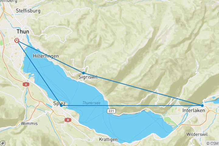 Carte du circuit Vacances de randonnée Sentier panoramique du lac de Thoune