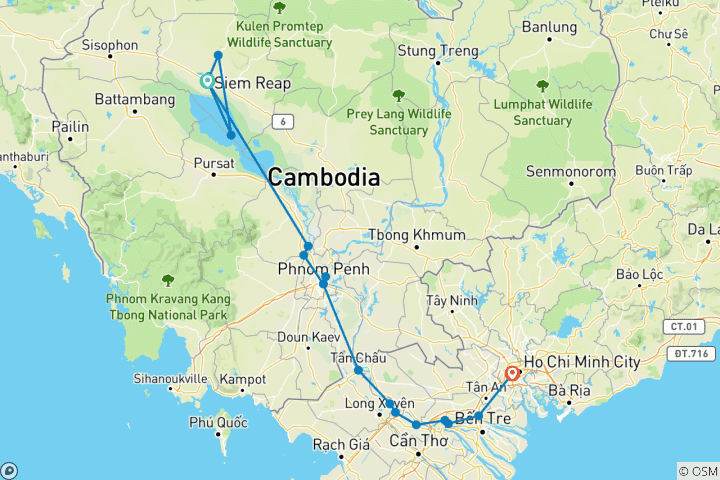 Map of Enchanting Mekong and Siem Reap 2026-2027/2027-2028 - 11 Days (from Siem Reap to Ho Chi Minh City)