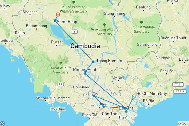 Mapa de Encantador Mekong y Siem Reap 2026|2027