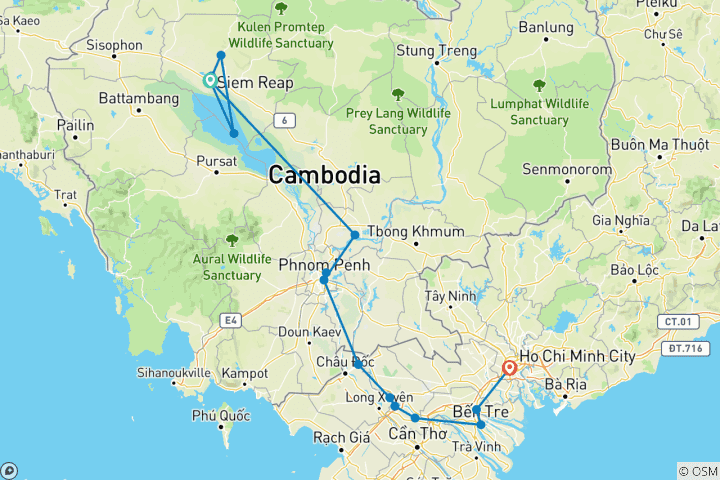 Kaart van Betoverende Mekong en Siem Reap 2026-2027