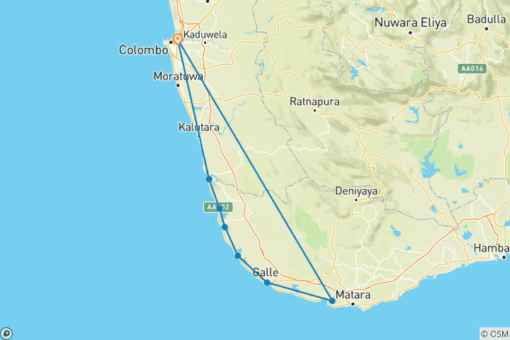Mapa de Excursión a la Playa del Cristal Azul