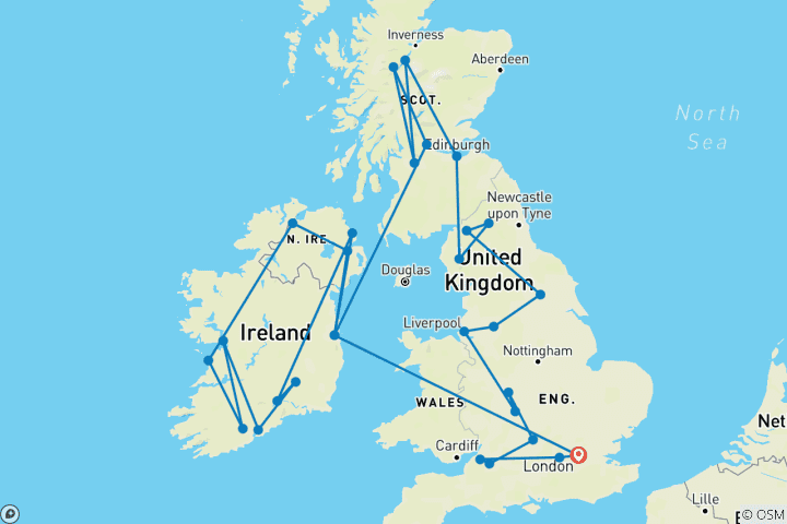 Carte du circuit Grande-Bretagne et Irlande 35 à 45 (35 à 45)