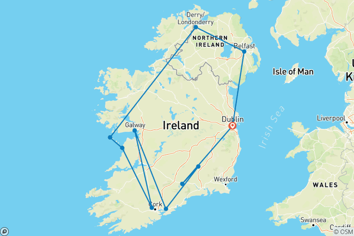 Carte du circuit Irlande en une semaine 35 à 45 (35 à 45)