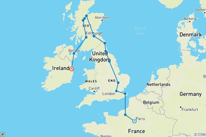 Carte du circuit Une vie en rose (15 destinations)