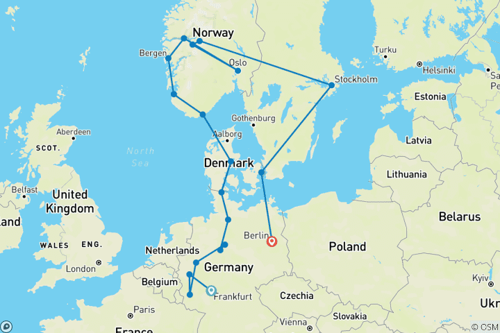 Carte du circuit Belle vue sur la fin de Berlin (19 destinations)