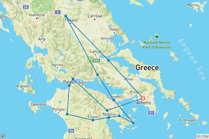 Karte von Griechenland komplett (15 Destinationen)