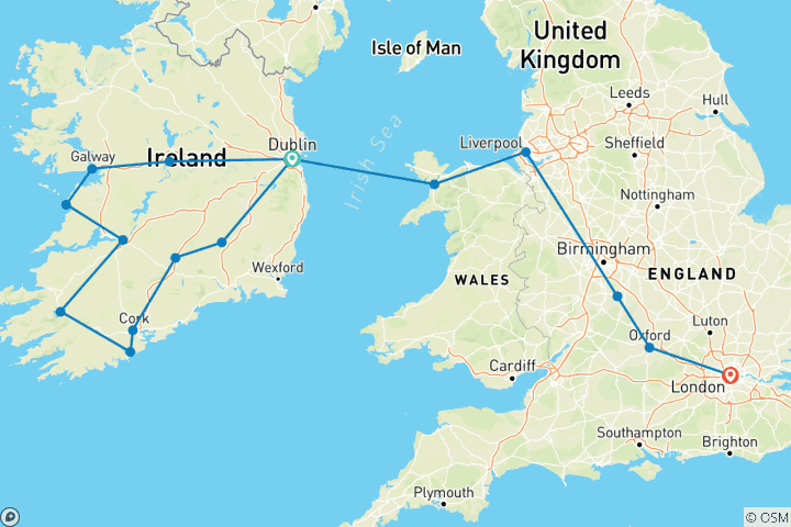 Kaart van Ontdek het Verenigd Koninkrijk en Ierland