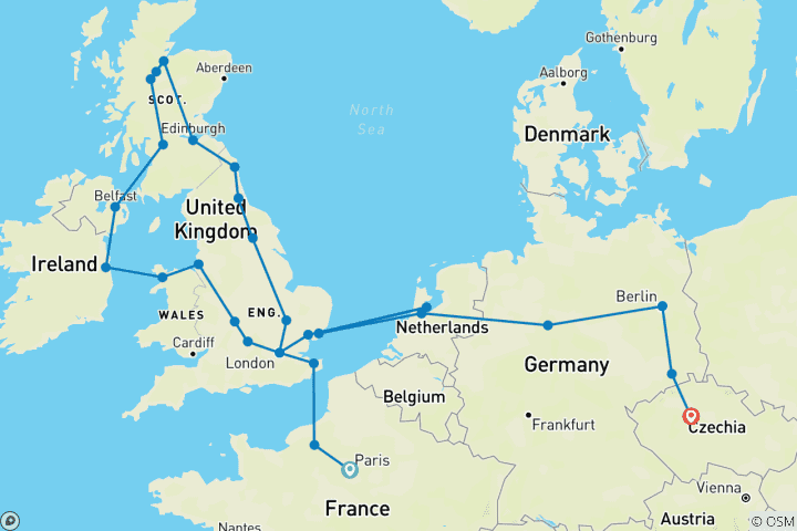 Carte du circuit Electrifier l'Europe