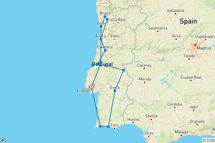 Map of Complete Portugal (16 destinations)