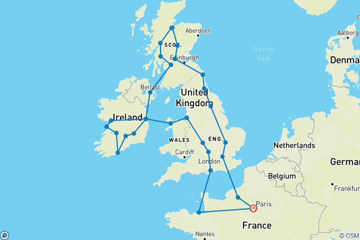 Carte du circuit Îles britanniques avec la Bretagne