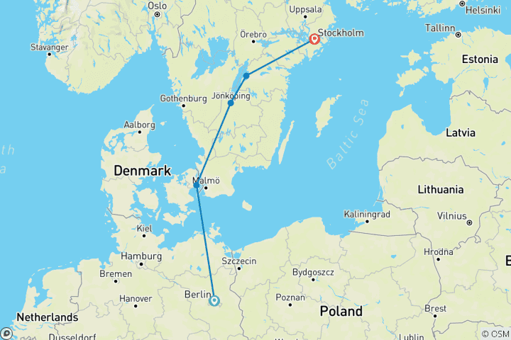 Carte du circuit Explorer Berlin jusqu'à Stockholm
