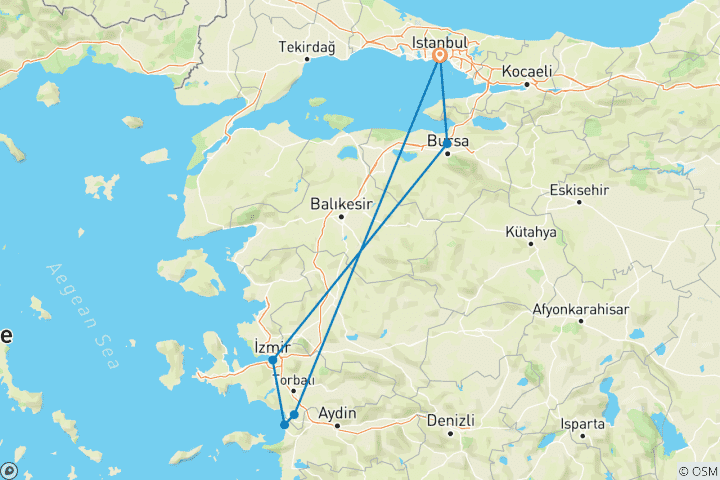 Carte du circuit Istanbul et Éphèse (including Selcuk)