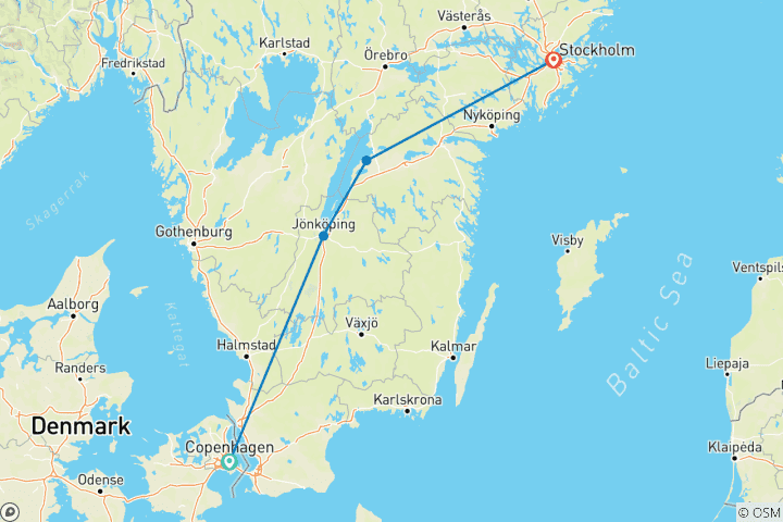 Carte du circuit Bijoux de Scandinavie (4 destinations)