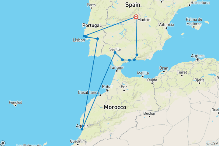 Carte du circuit Anneau ibérique (including Agadir)