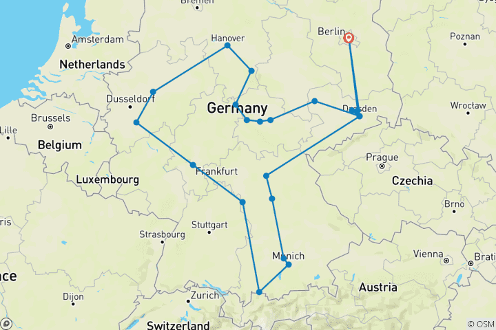 Carte du circuit Route des grandes villes et des châteaux