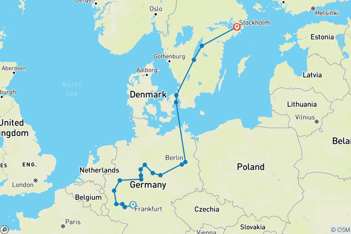 Carte du circuit Fin de la Trek allemande à Stockholm
