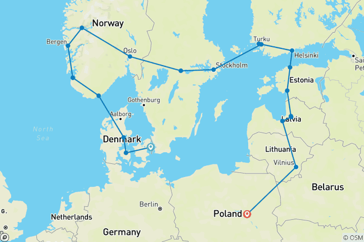 Map of ScanBaltic Tour (20 destinations)