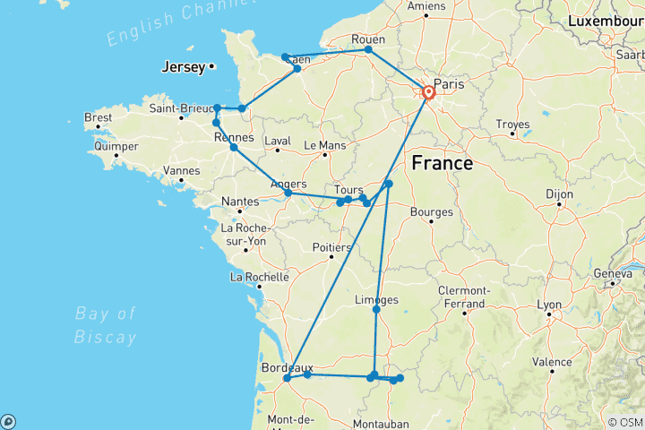 Map of French Ring (22 destinations)