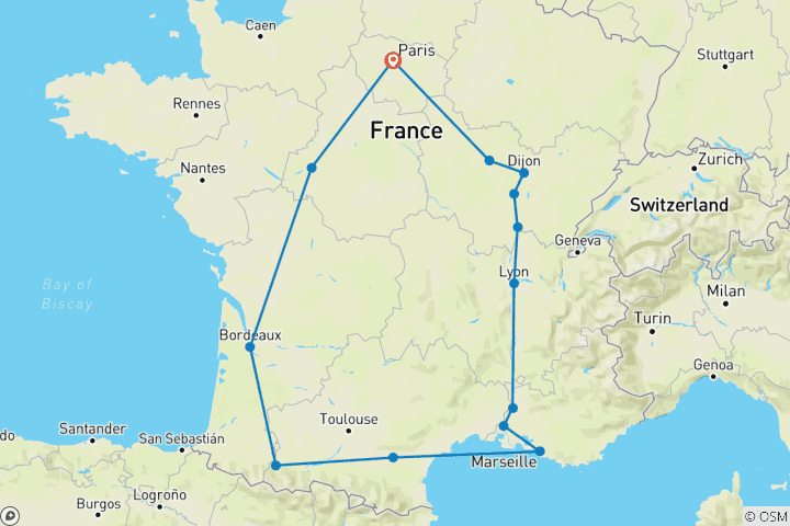 Map of Romantic France (including Semur-en-Auxois)