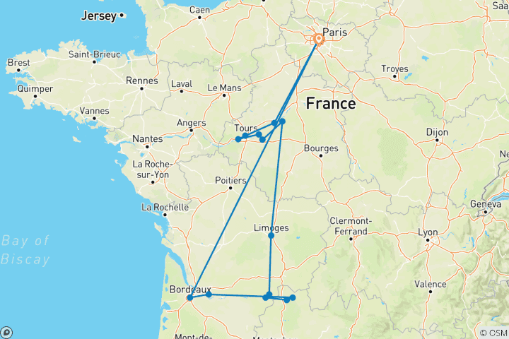 Carte du circuit Le rêve français (including Beynac-et-Cazenac)