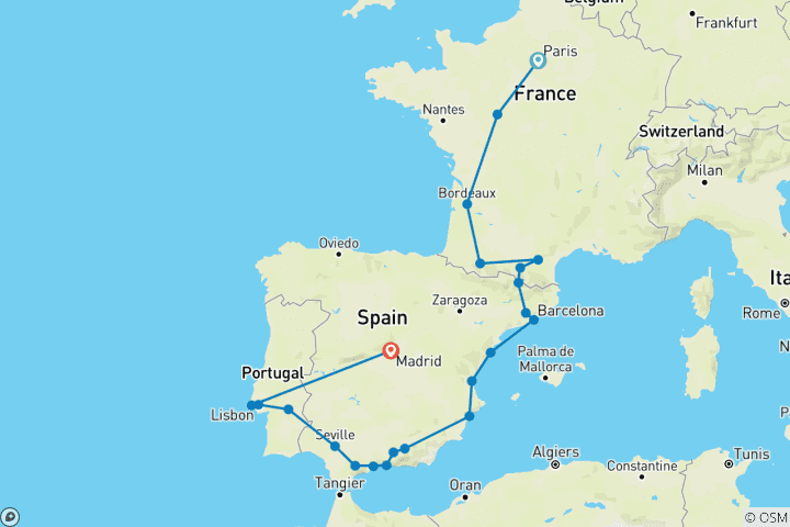 Carte du circuit Trois pays (including Tours)