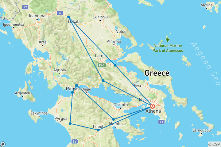 Map of Unique Greece (11 destinations)